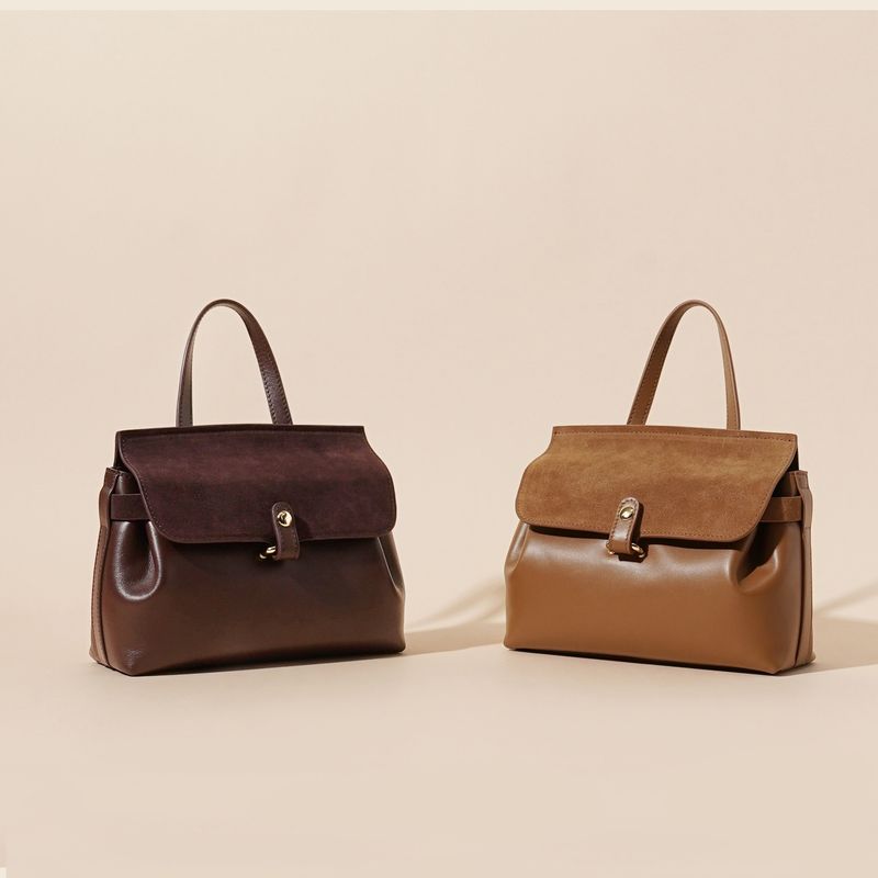 Fall And Winter New 2025 Head Cowhide Leather Women's Hand Back Suede Simple Texture Commuter Carry Bag_voghion.com