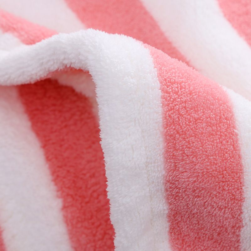 Asciugamano per capelli in morbido pile corallo – Turbante per capelli assorbente ad asciugatura rapida per donne e uomini, comoda cuffia da bagno con motivo a righe (rosa/grigio/marrone)_voghion.com