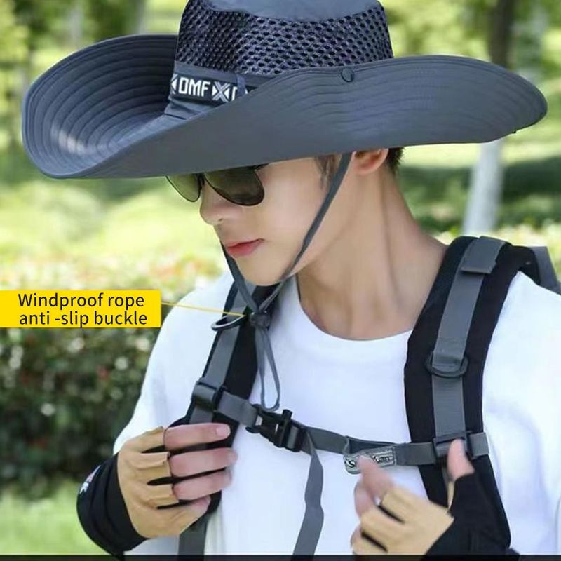 Chapeau de soleil à large bord de 5,9 pouces, protection UV, casquette de pêcheur respirante, pliable, pour hommes et femmes, pêche en plein air, randonnée, plage_voghion.com