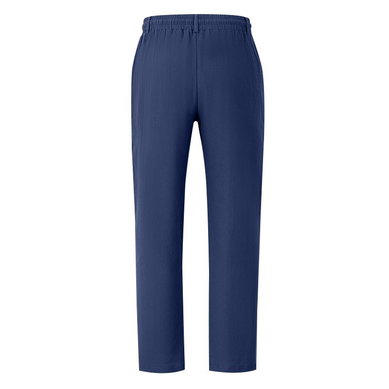 Pantaloni da uomo in lino, traspiranti, comodi, color cachi, dritti, casual, leggeri (cachi chiaro, blu chiaro, marrone) - S/M/L/XL/XXL_voghion.com