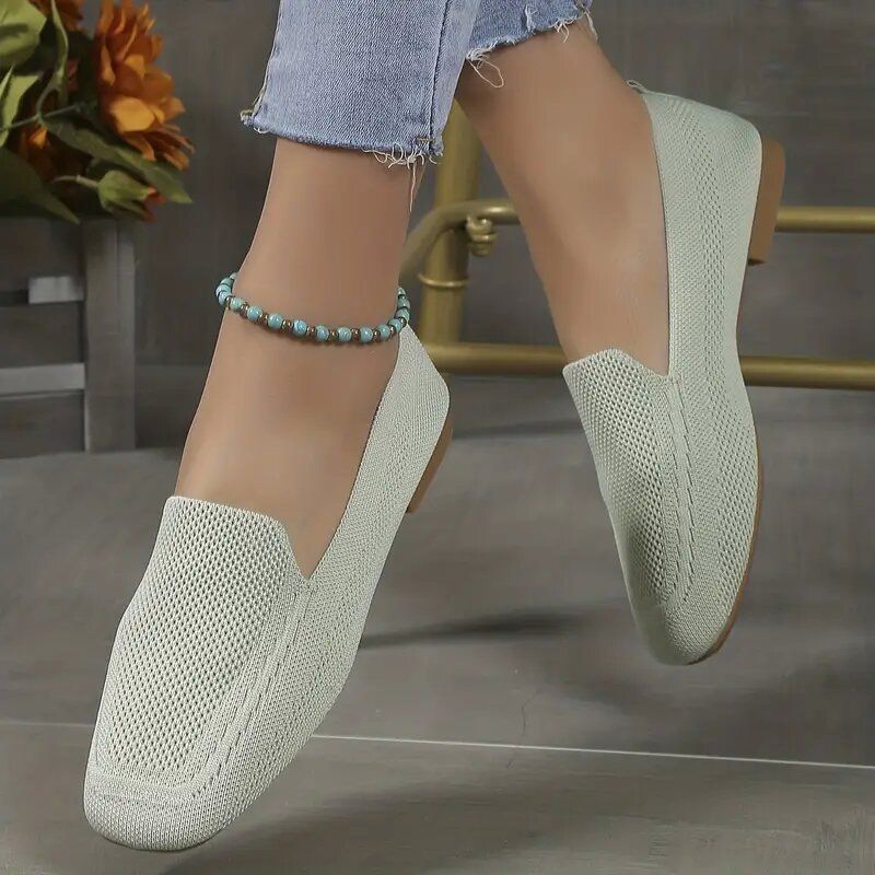 Large Casual For Women In Spring And Summer, New Single Shoes, Square Toe Flat Bottom Fly Woven Lazy Shoes_voghion.com