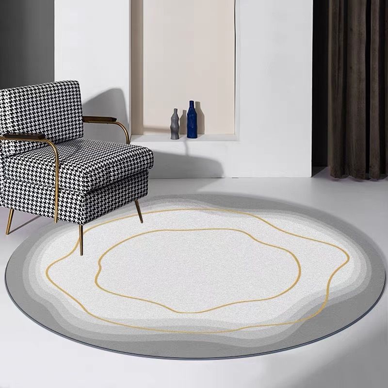 Tappeto rotondo per camera da letto, soggiorno, stile irregolare, lussuoso e minimalista, per studio, sedia da computer, toletta, tappetino per i piedi_voghion.com