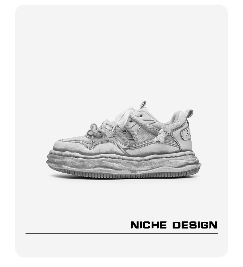 Augmentation invisible de la hauteur intérieure de 7 cm pour chaussures sales, chaussures pour hommes usées et cirées à semelles épaisses, sport polyvalent pour couples,_voghion.com