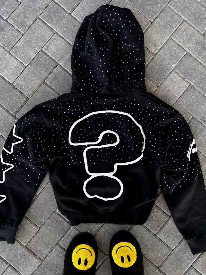 Sudadera con capucha retro Y2K con cremallera: jersey urbano extragrande con estampado moderno, ropa informal unisex._voghion.com
