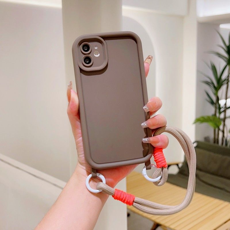 Short Strap Frosted Case For iPhone 15 13 14 Pro 12 11 15Pro 13Pro Plus X XS Max Crossbody Neck Lanyard Soft TPU Matte_voghion.com