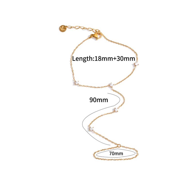 Gioiello con catena in acciaio inossidabile, intarsiato con diamanti, alla moda, elegante, stile casual da spiaggia, integrato al dito._voghion.com