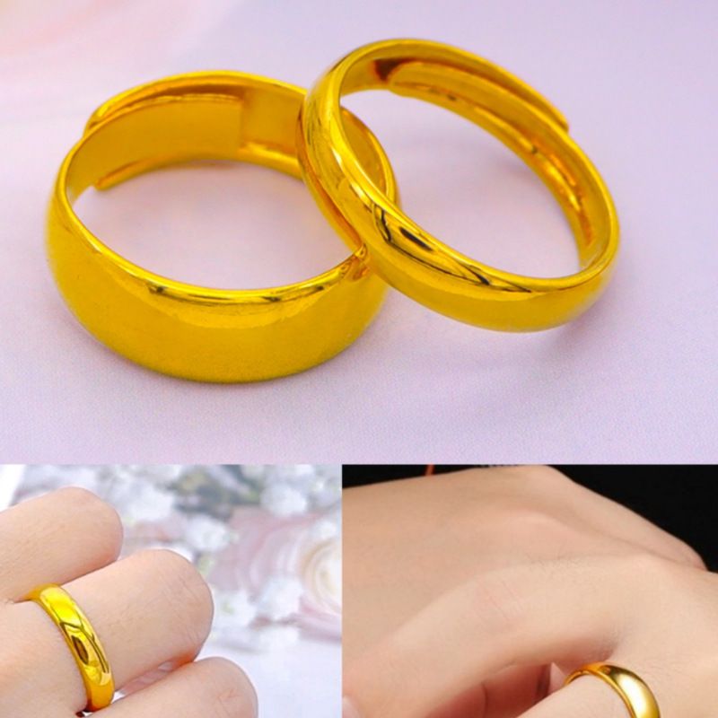 Autentico anello in oro sabbia per coppia nel colore del matrimonio, con superficie liscia e placcata in simulazione che non sbiadirà a lungo._voghion.com
