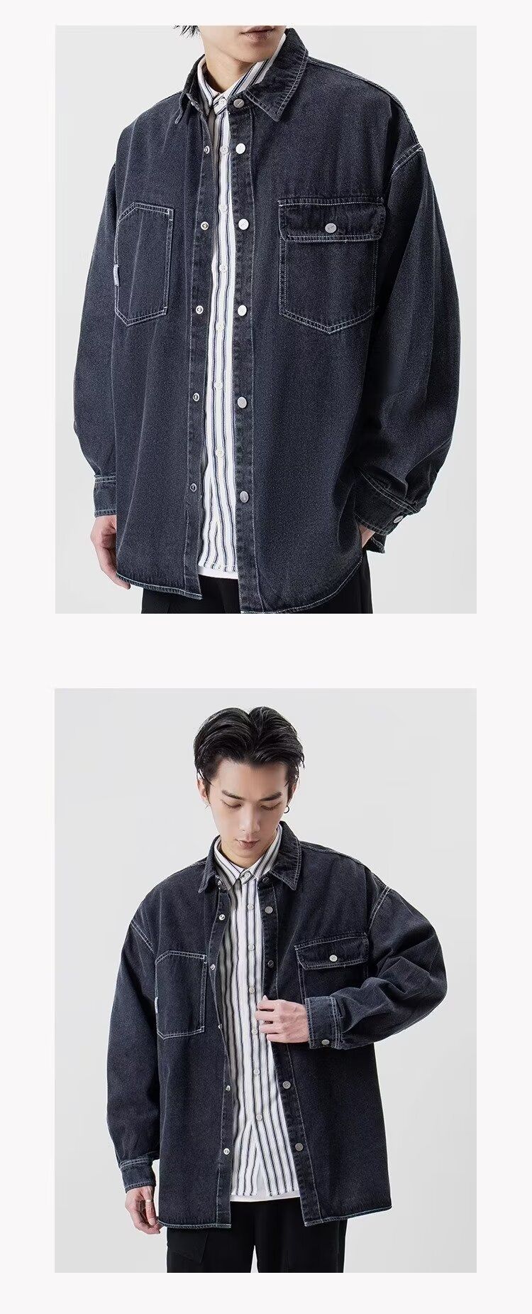 Chemise en jean à manches longues pour homme, idéale en toutes saisons, style décontracté américain, style rétro, simple et décontracté, pour jeunes hommes, Tide Six_voghion.com