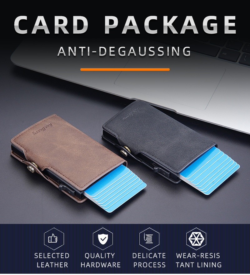 Baellerry Card Holder Buckle Side Push Anti-magnetesch an Anti-Déifst Card Holder Rfid Short Automatic Card Holder_voghion.com