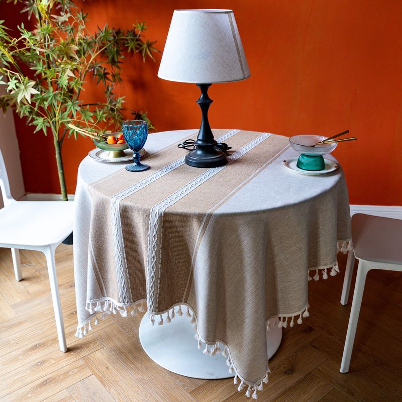 Nappe ronde en coton et lin pour table à manger, petite et fraîche, style nordique, tendance_voghion.com