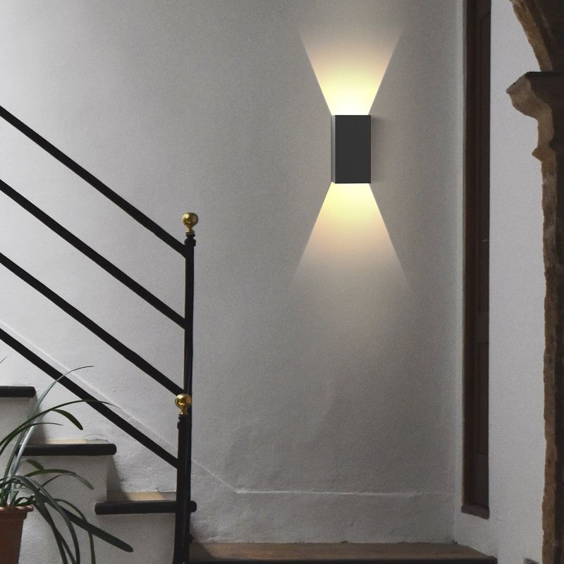 Glitzerlife LED Wandleuchte Schwarz Innen Wandlampe - 2ER Außenwandleuchten Wandbeleuchtung 5W Außenlampe Up Down Wandstrahler IP65 Außenleuchte 3000K Warmweiß_voghion.com