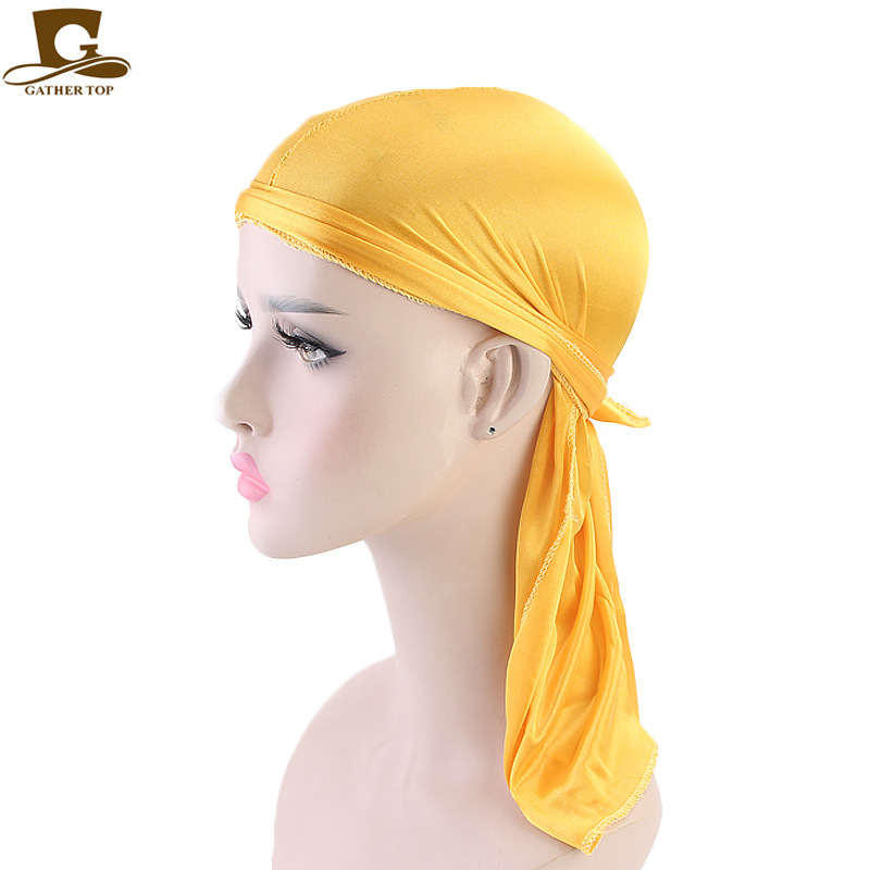 Kadın Şapkaları Popüler Erkek ve Kadın Taklit İpek Uzun Kuyruklu Türban Şapka Korsan Şapka İpeksi Durag TJM-05C_voghion.com