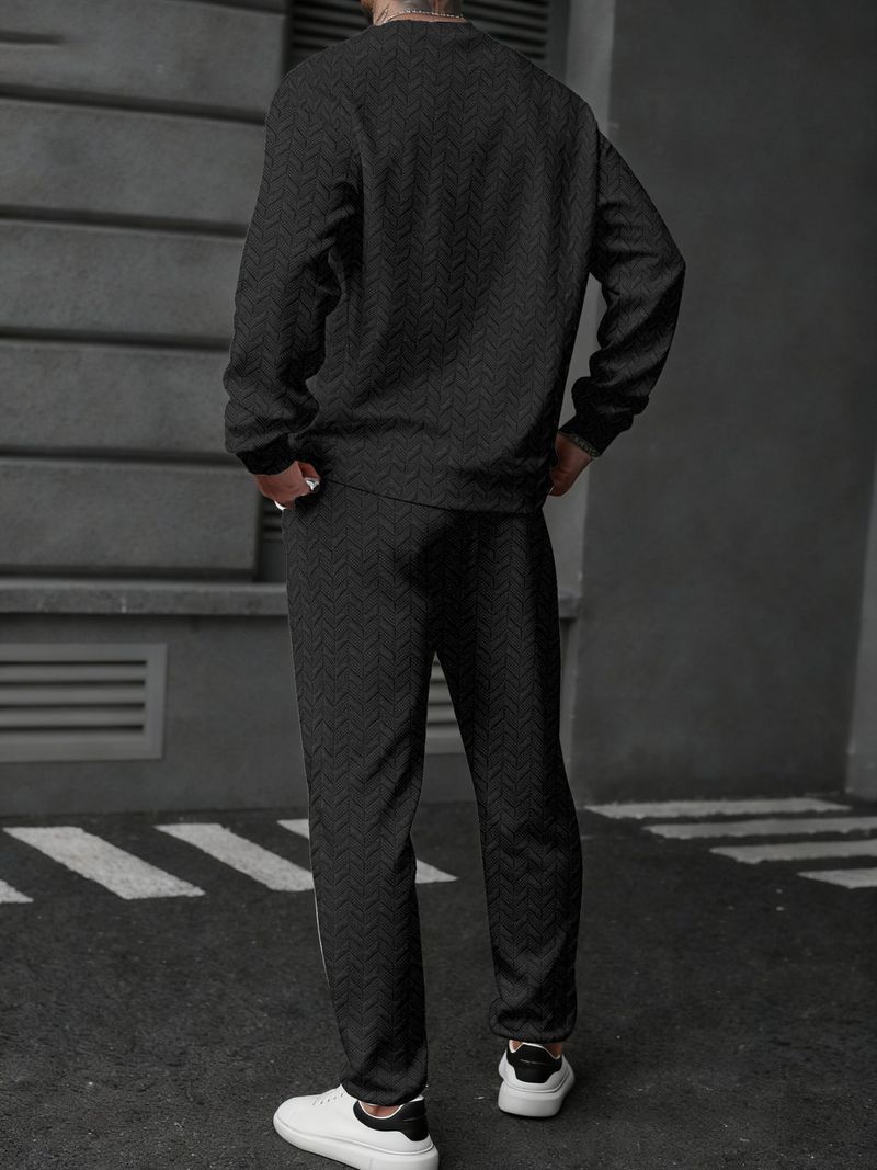 Completo polo e pantaloni a righe color grano da uomo – Completo sportivo a maniche lunghe per look casual e sportivi_voghion.com