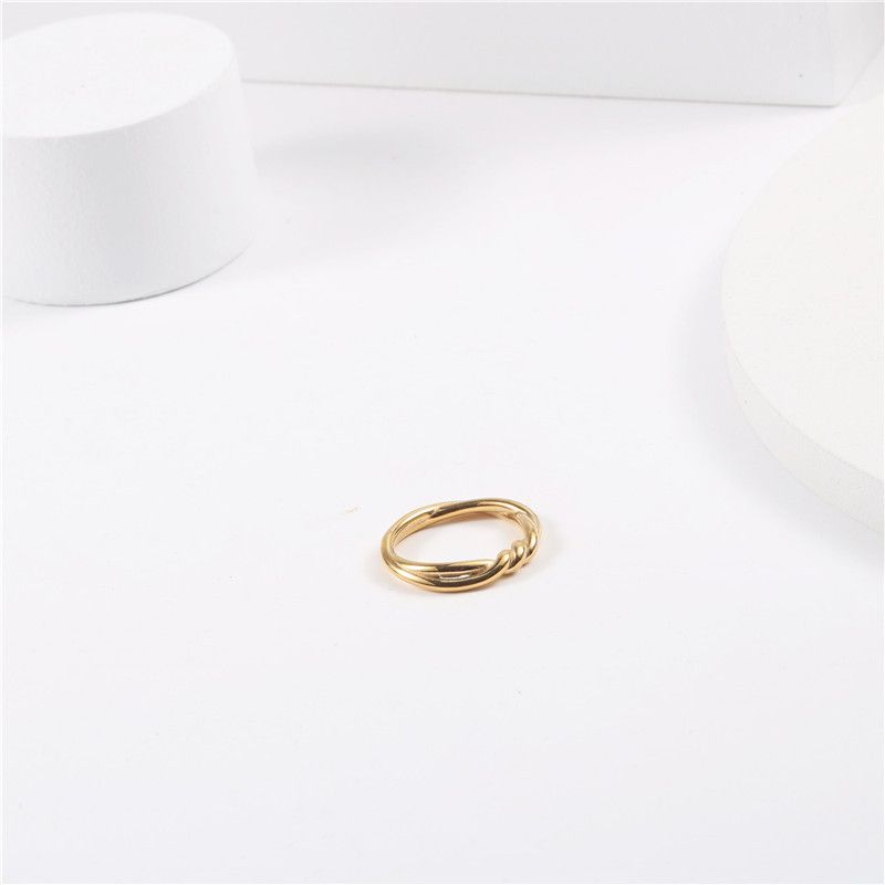Damenschmuck, 18 Karat vergoldeter Twist-Knot-Ring, minimalistischer stapelbarer Ring für den täglichen Gebrauch, Größen 6–8_voghion.com