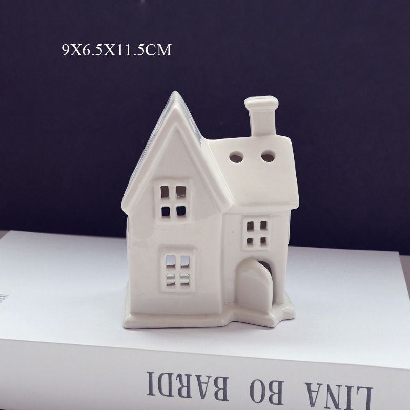 New Colorful Christmas Small House European And American Creative Ceramic Hollow LED Light Holiday Ornament Cross-Border_voghion.com