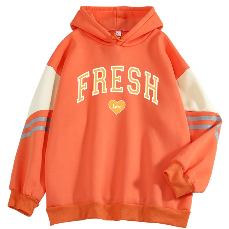 Felpa color block in stile americano per uomo, vestibilità ampia, Niche Fresh Love, capospalla pullover, top cool e accattivante_voghion.com