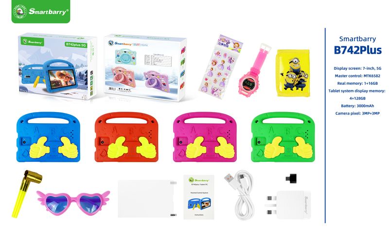 B89PLUS Children's Tablet 7-Foot Game Anti Drop Protective Case Cartoon Portable Comes with Love Doll_voghion.com