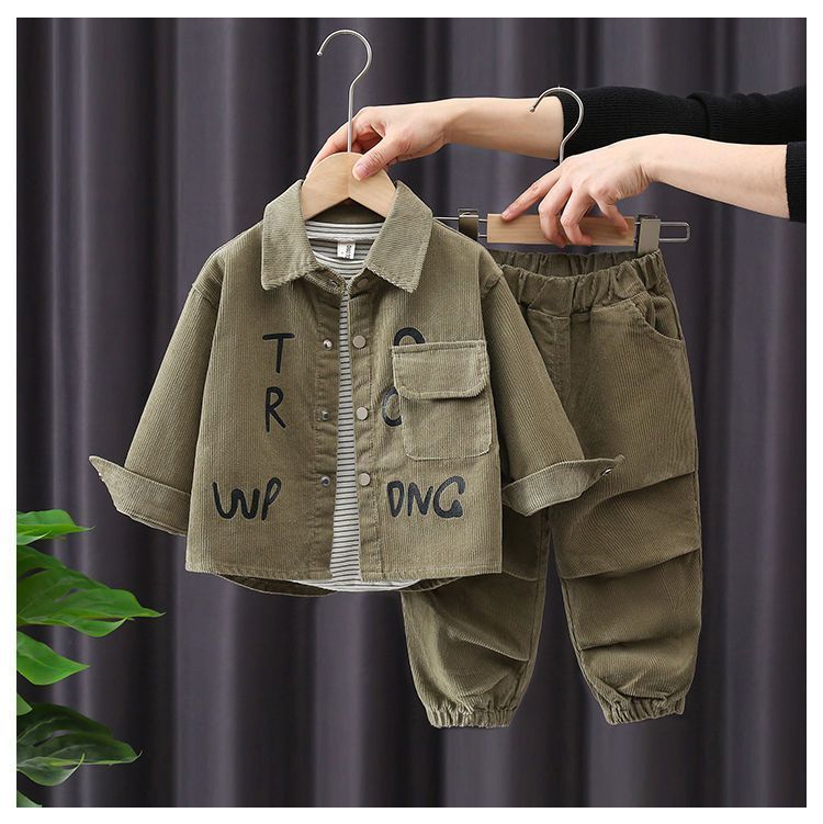 Ropa para niños Colección de trajes de otoño para niños Ocho estaciones Nuevo traje de pana de dos piezas para bebés guapos de primavera y otoño de moda_voghion.com