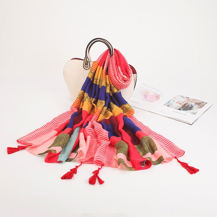 Twill-bedruckter Baumwoll-Leinen-Schal im ethnischen Stil, Klimaanlage, warm, vielseitiger Sonnenschutzschal für Damen, Seidenschal_voghion.com