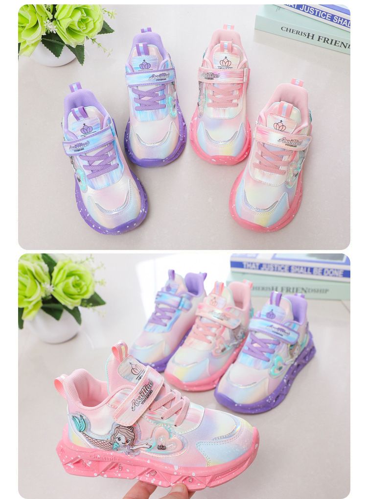 Children with light sneaker 2024 spring and autumn mesh breathable children's shoes medium and small children Princess lightweight casual shoes_voghion.com