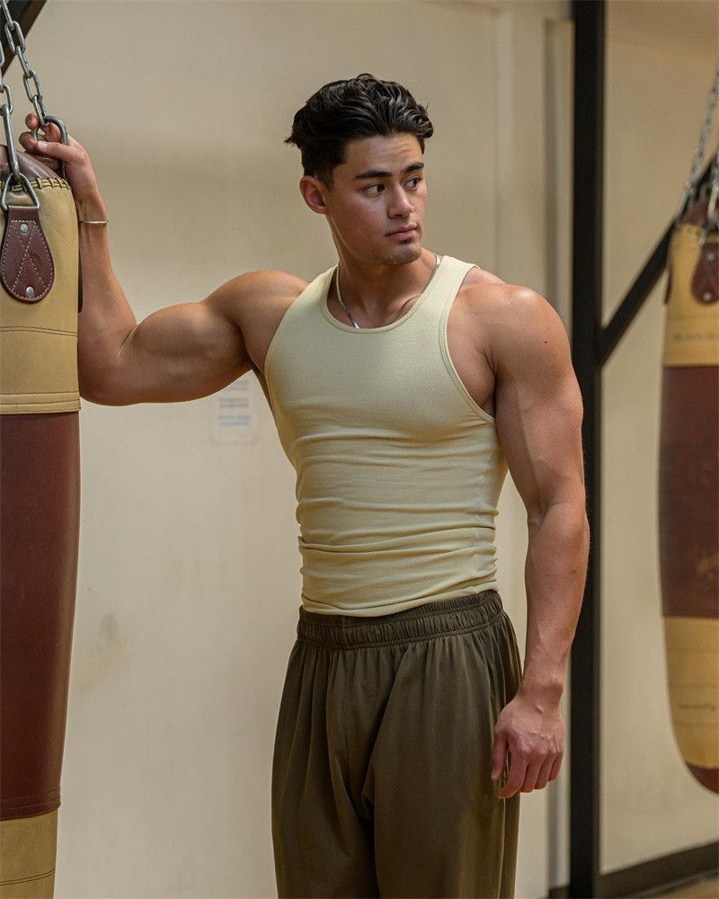 2024 American Style Summer Coarse Thread Tight Sports Fitness Base Layer Tank Top Trendy Men's Vest_voghion.com