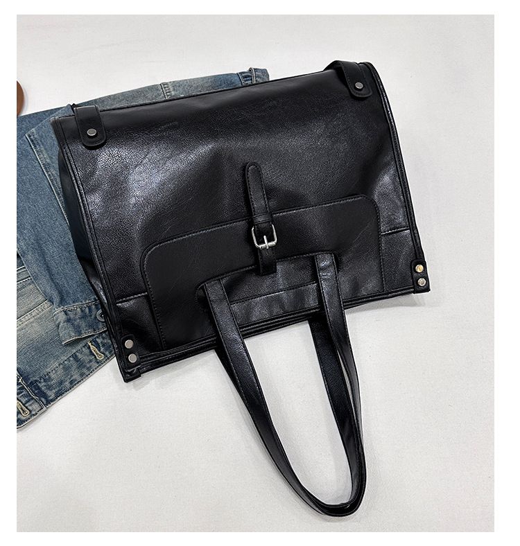 Professional Men's Leather Briefcase – Large Capacity Business Laptop Bag For Work, Commute & Travel – Stylish & Durable PU Material_voghion.com