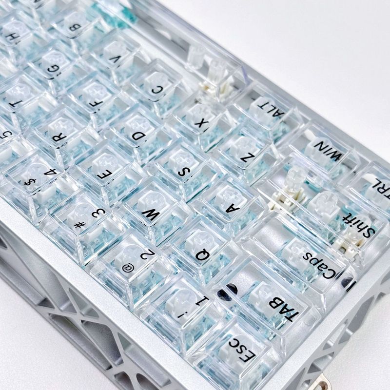 Shimmer Glacier White PC Transparent Keycaps Pad Printing Original Factory Kompatibel mit Wooting Meijia Shimaiko_voghion.com
