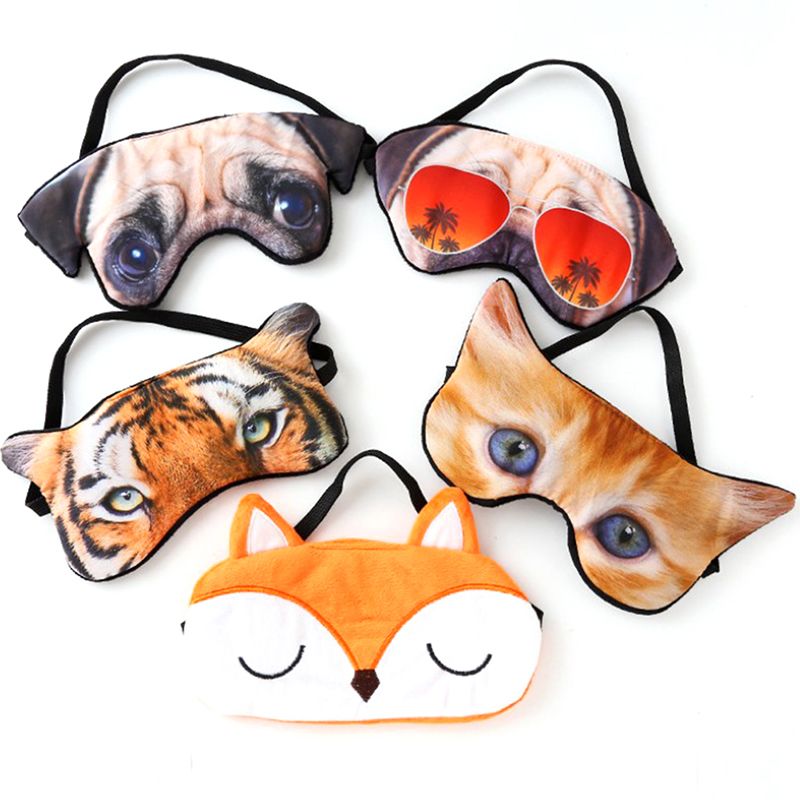 1 pz. Mascherina per dormire 3D carina, copri-occhi, benda morbida portatile da viaggio a forma di animale._voghion.com