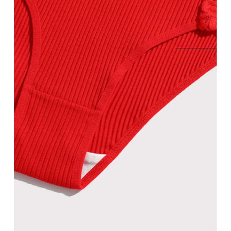 Pantalon triangle en fil de coton pur pour femme, couleur unie, taille basse, dentelle, respirant, double couche, sous-vêtements pour filles_voghion.com