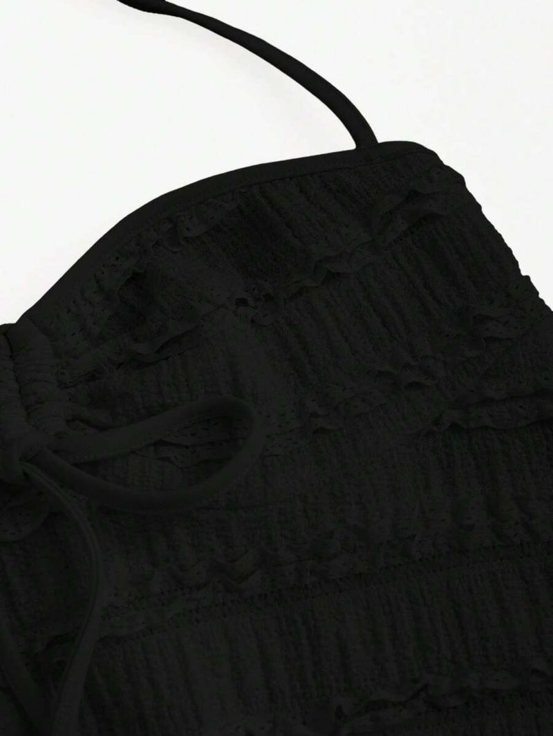 Damenbekleidung Dreidimensionale Spitze Kurzes Tube-Top Mode Neckholder Strapstop_voghion.com