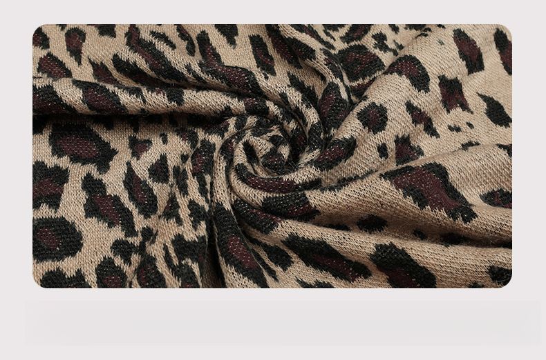 2025 Autumn/Winter New Women's Fur Collar Cape Cardigan Leopard Print Scarf Sweater_voghion.com