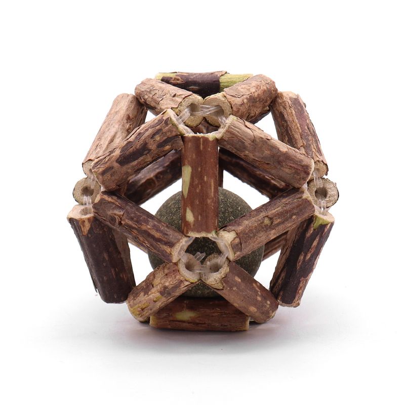 Self-Entertainment Boredom Relief Wooden Sound Bell Teeth Cleaning Chew Catnip Toy Pet Supplies Cat Ball_voghion.com