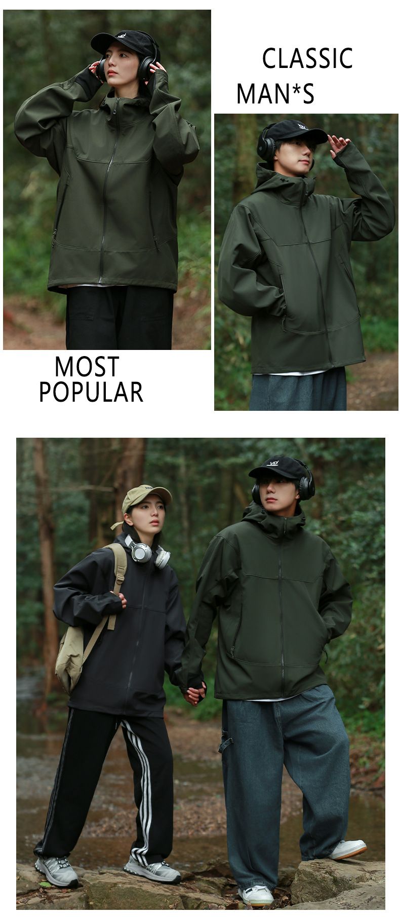 Men's Clothing Autumn and winter couples three proof outdoor soft shell graphene plus velvet jacket men and women's jacket leisure commuting_voghion.com