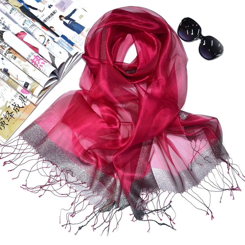 sciarpa di seta di gelso da donna sciarpa in organza di seta scialle con protezione solare telo mare_voghion.com