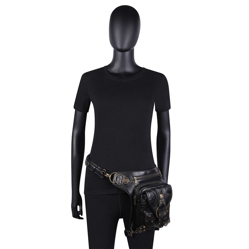 Vrouwen Punk Chain Outdoor Skull Mobiele Autotas Schouder Crossbody Tas Retro Mobiele Telefoon Heuptas_voghion.com