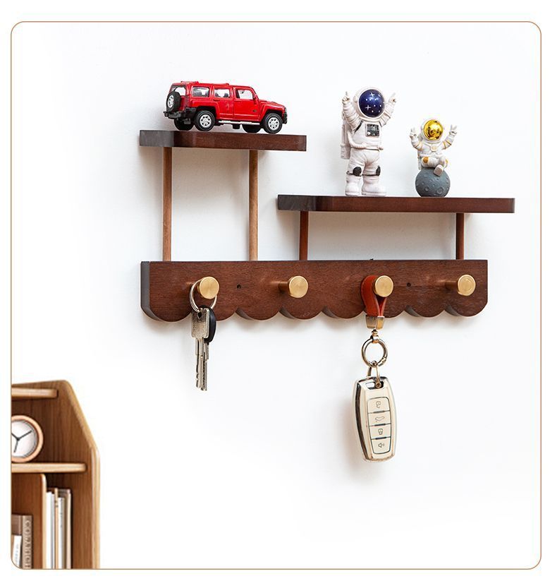 Solid Wood Entryway Door Entrance Hallway Coat Rack, Wall-Mounted Creative Clothes And Hat Hook, No Drilling Required_voghion.com
