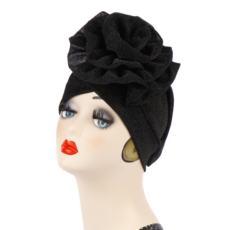 Bright Silk Flower Turban Hat Extra Large Flower Turban Hat Muslim Hidden Hair Baotou Hat_voghion.com