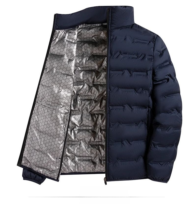 Graphene Self-Heating Jacket Men's Solid Windproof Pleated Jacket Neck Classic Upper Warm Winter Jackets Male_voghion.com