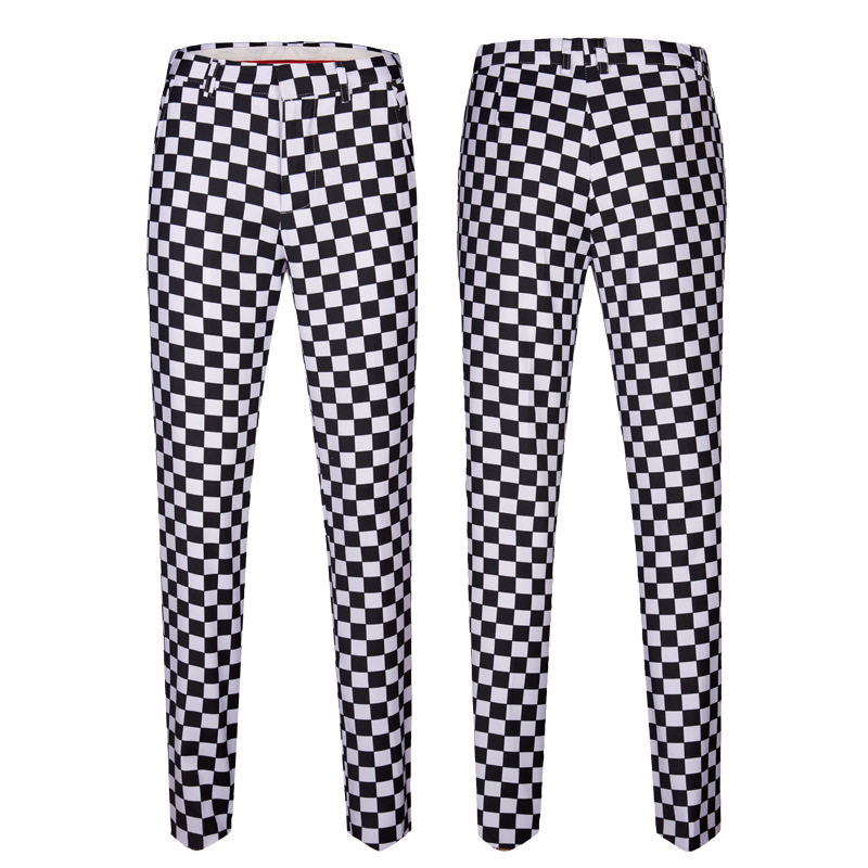abbigliamento abito stampato a quadri bianco e nero giacca casual da uomo ospite parrucchiere completo ral_voghion.com