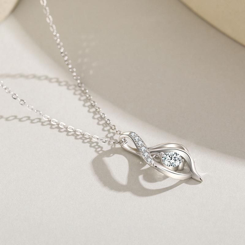 Tancise S925 Sterling Silber Klassische Romantische Anhänger Halskette Damen Ein Karat Temperament Vielseitige Halskette_voghion.com