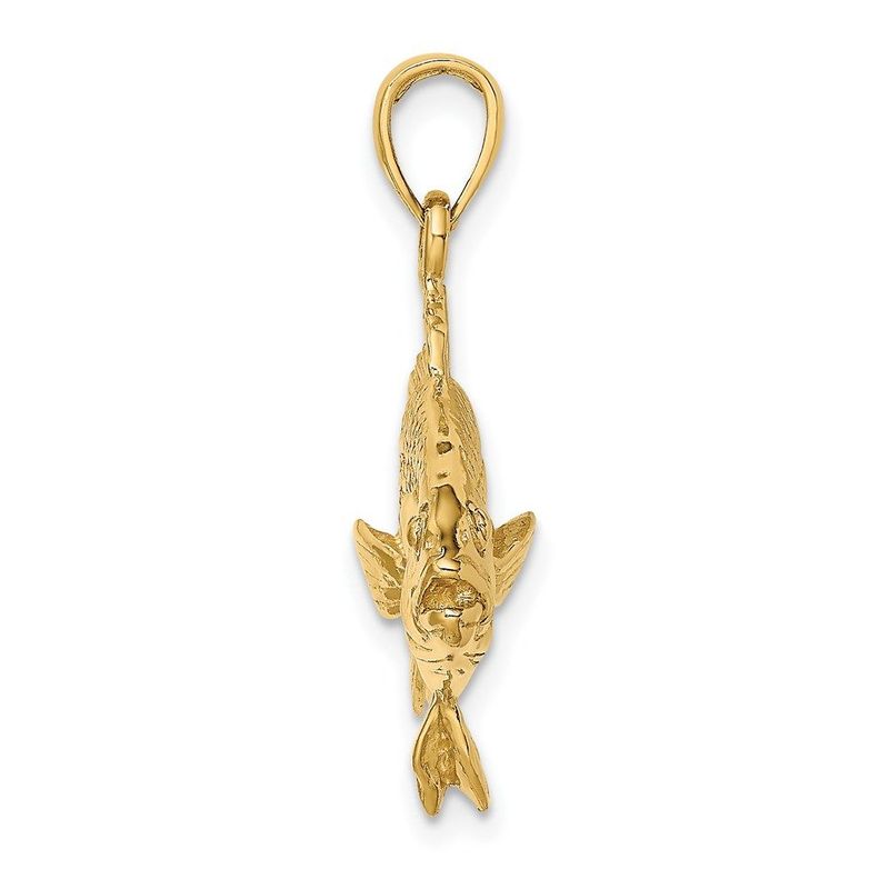 14K 3-D Textured Red Snapper Fish Charm_voghion.com