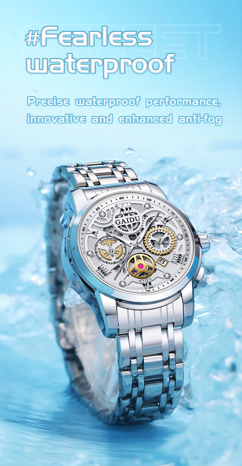 Luxuriöse Business-Herrenuhr mit Skelett-Zifferblatt, automatischem Quarzwerk, Edelstahlarmband, 40-mm-Gehäuse, wasserdichte Herrenuhr_voghion.com