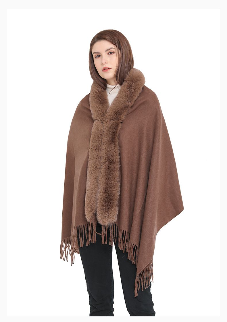 Winter wool collar scarf dual-use women's i mitation cashmere thick dress shawl_voghion.com