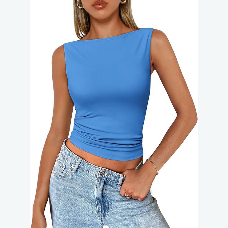 Vêtements pour femmes, pulls, bretelles, sans manches, vêtements d'extérieur, col carré, gilet, vêtements d'intérieur féminins, haut Dopamine_voghion.com