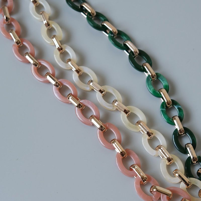 Women's Round Colorful Acrylic Resin Spring Summer Handmade Detachable Thick Bag Decoration Chain_voghion.com