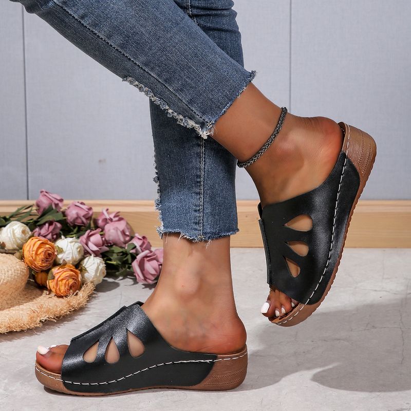 Zeppe casual slip-on da donna con zeppa cucita_voghion.com