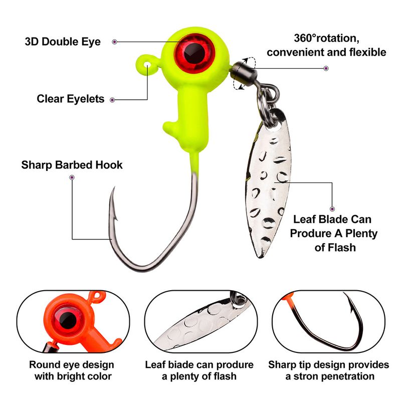 Soft Bait Weighted Lead Head With Swivel Spinner Anti-Hooking Lure 1.4g 1.6g 3g JIG Hook_voghion.com