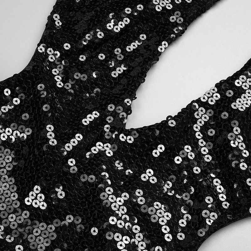 Women's Clothing High End New Nightclub Hollow Halter Backless Beaded Long Women's Dress_voghion.com