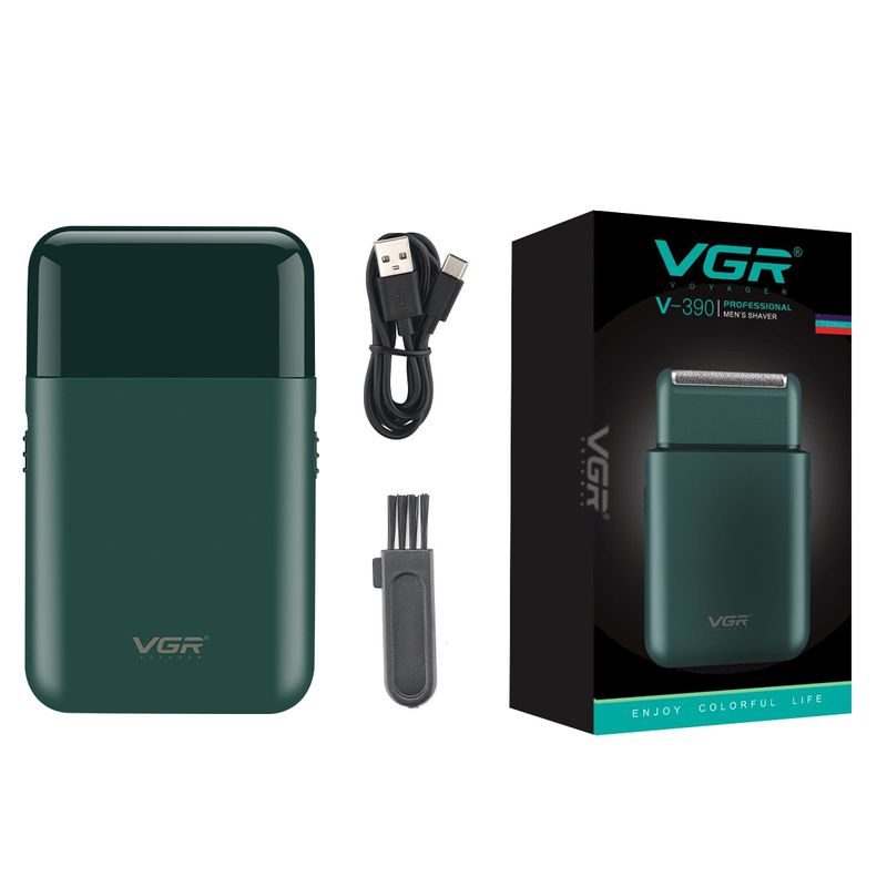 VGR electric professional beard trimmer portable mini reciprocating shaver 2-blade USB charging men's V-390_voghion.com