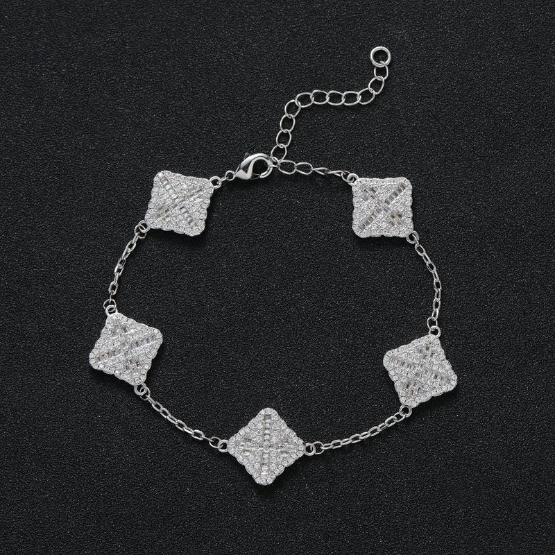 Women's Jewelry Hip Hop Jewelry Adjustable Cross Bracelet Copper Inlaid Zircon 7inch+2inch Extension Chain_voghion.com